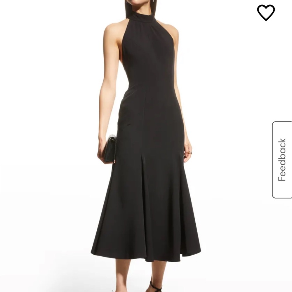 Milly Sophisticated Black Halter Midi Dress